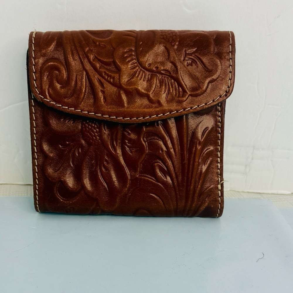 PATRICIA NASH Wallet Reiti Bi-Fold Tooled Brown Leather RFID Cognac